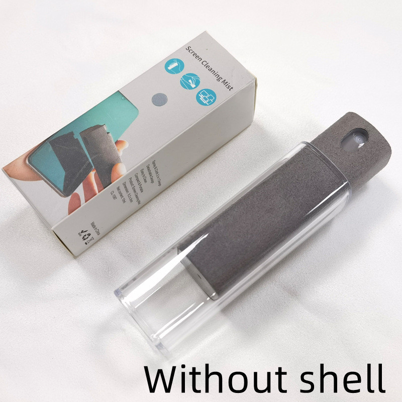 Screen cleaning mist device without shell on a white background with packaging.